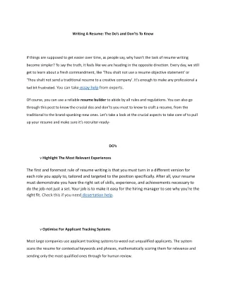 writing a resume the do s and don ts to know