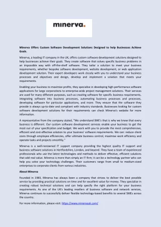 minerva offers custom software development
