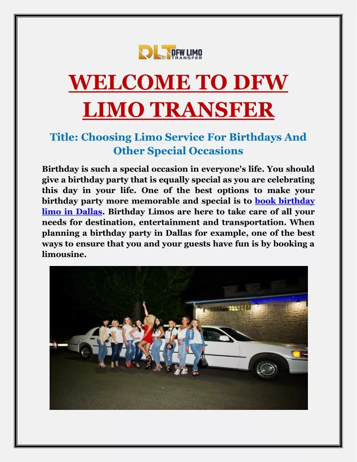 welcome to dfw limo transfer