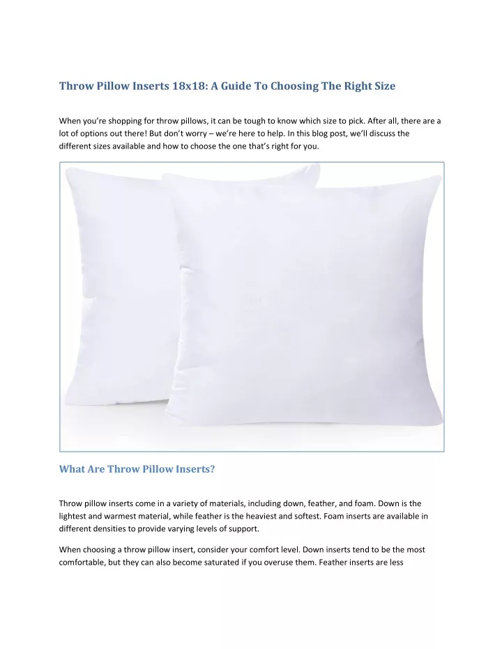 throw pillow inserts 18x18 a guide to choosing