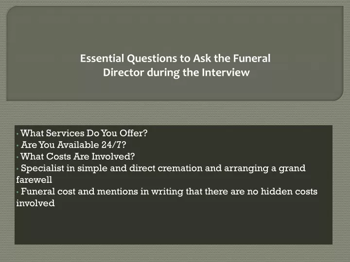 essential questions to ask the funeral director
