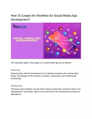 How To Create the Workflow for Social Media App Development?