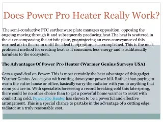 does power pro heater really work
