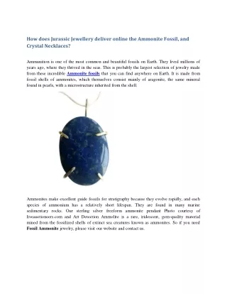 How does Jurassic Jewellery deliver online the Ammonite Fossil, and Crystal Necklaces pdf
