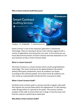 why is smart contract audit necessary