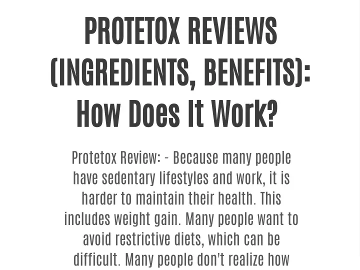 protetox reviews ingredients benefits how does
