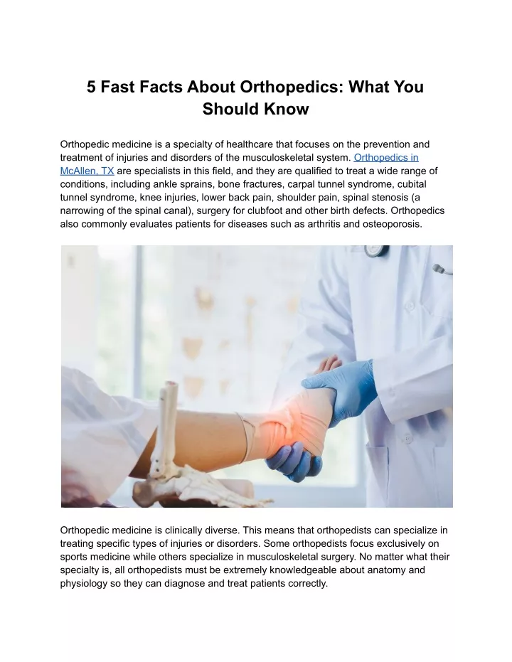 5 fast facts about orthopedics what you should