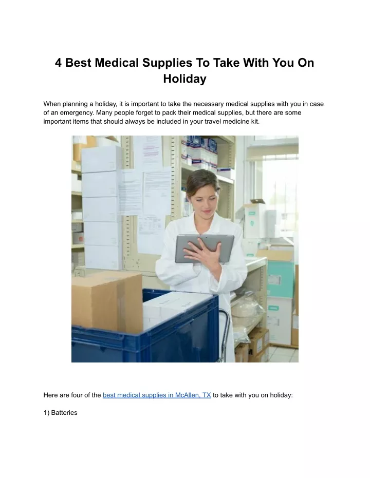 4 best medical supplies to take with