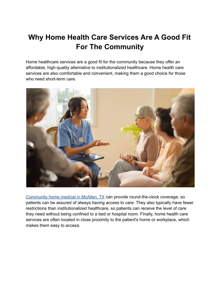 why home health care services are a good