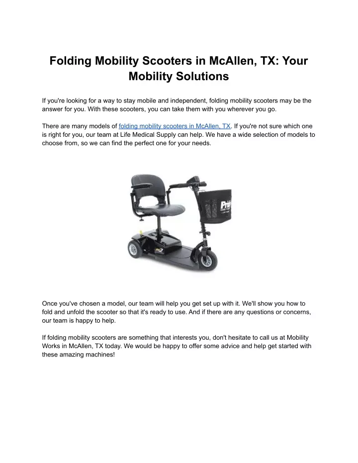 folding mobility scooters in mcallen tx your