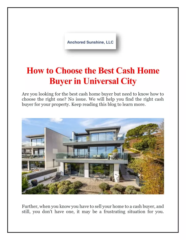 how to choose the best cash home buyer