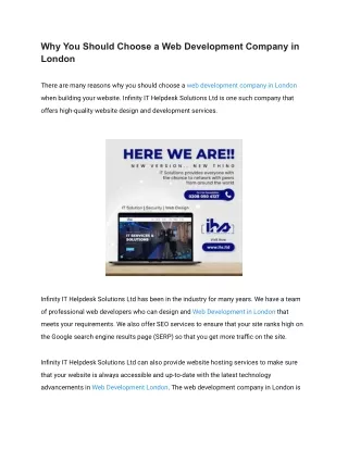 Why You Should Choose a Web Development Company in London