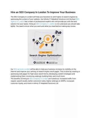 Hire an SEO Company In London To Improve Your Business