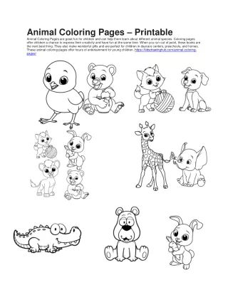 Animal Coloring Pages – Printable
