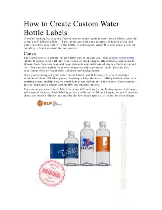 how to create custom water bottle labels