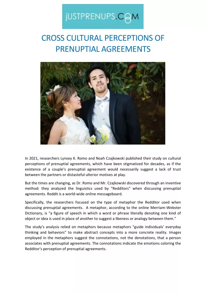 cross cultural perceptions of prenuptial