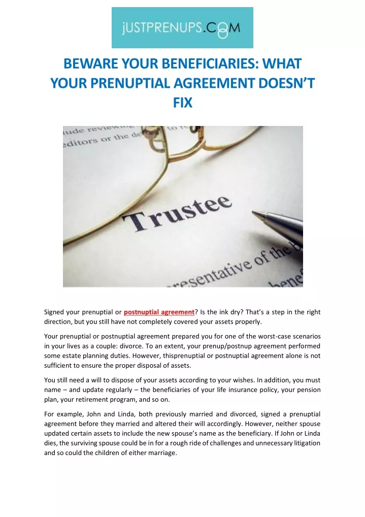 beware your beneficiaries what your prenuptial