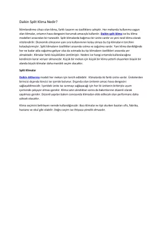 daikin split klima nedir