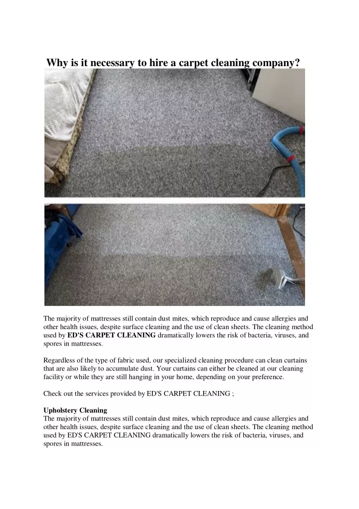 why is it necessary to hire a carpet cleaning