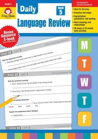 Evan Moor Daily Language Review Grade 5 Actvities Homeschooling  Classroom
