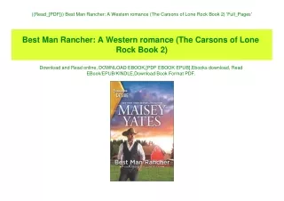 ((Read_[PDF])) Best Man Rancher A Western romance (The Carsons of Lone Rock Book 2) 'Full_Pages'