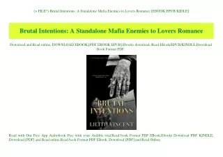 (P.D.F. FILE) Brutal Intentions A Standalone Mafia Enemies to Lovers Romance [EBOOK EPUB KIDLE]