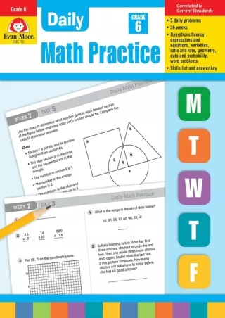 Evan Moor Daily Math Practice Grade 6 Homeschool  Classroom Workbook