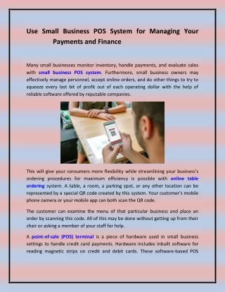 Use Small Business POS System for Managing Your Payments and Finance