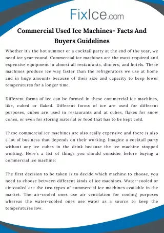 commercial used ice machines facts and buyers