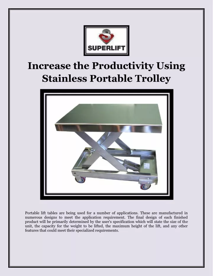 increase the productivity using stainless