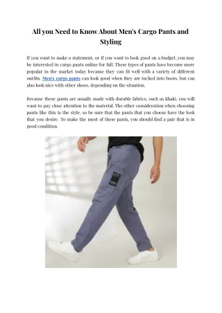 All you Need to Know About Men's Cargo Pants and Styling