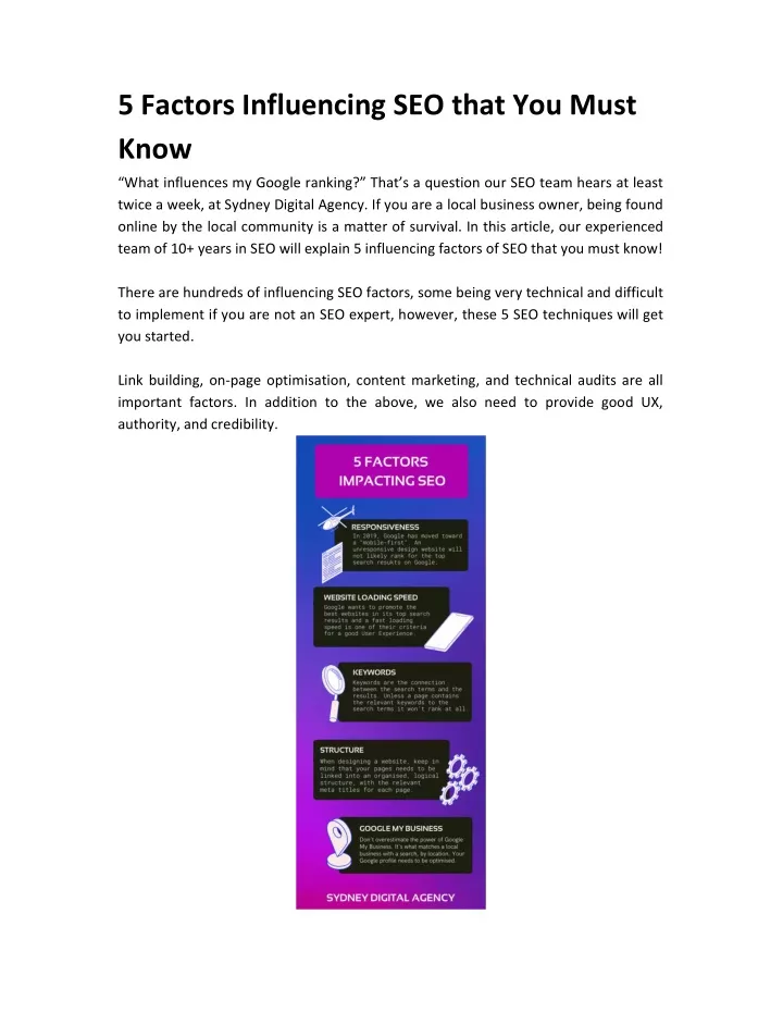 5 factors influencing seo that you must know