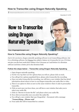 How to Transcribe using Dragon Naturally Speaking