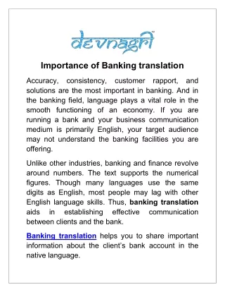 importance of banking translation