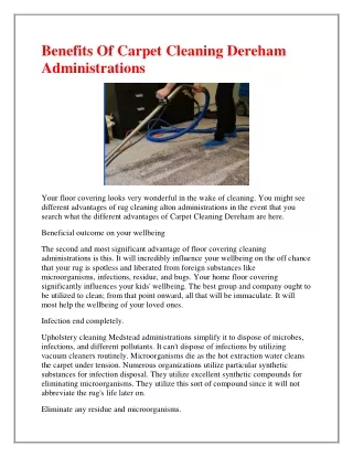 benefits of carpet cleaning dereham