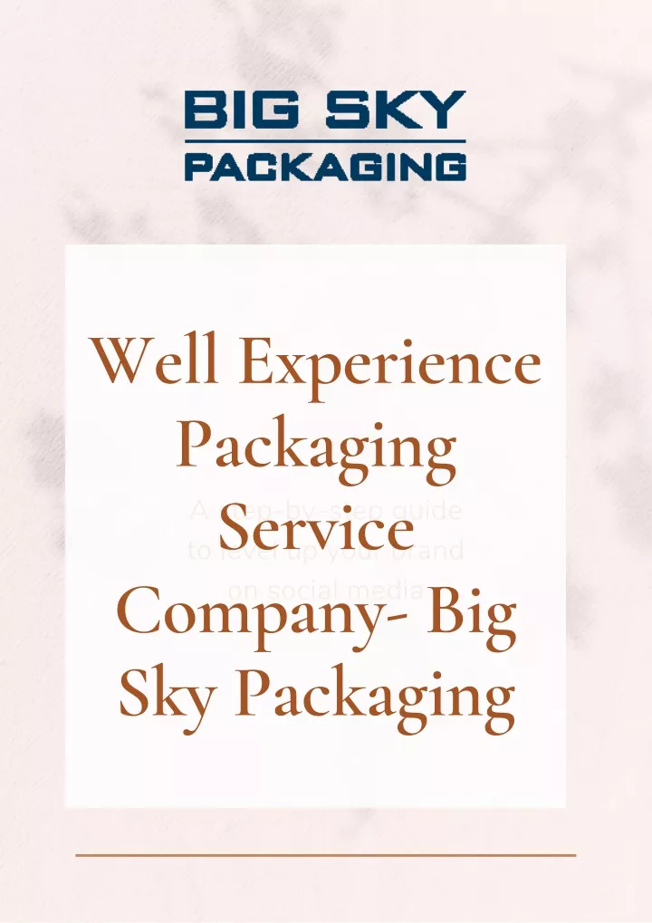 well experience packaging service