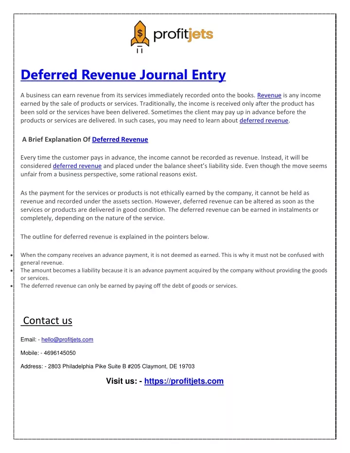 deferred revenue journal entry