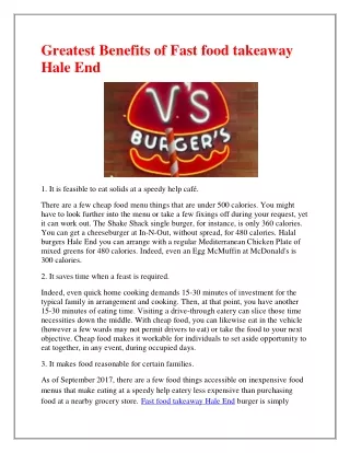 greatest benefits of fast food takeaway hale end