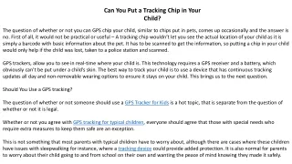 Can You Put a Tracking Chip in Your Child