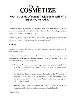how to get rid of dandruff without resorting