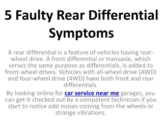5 faulty rear differential symptoms