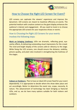 how t how to choose the right led screen o choose