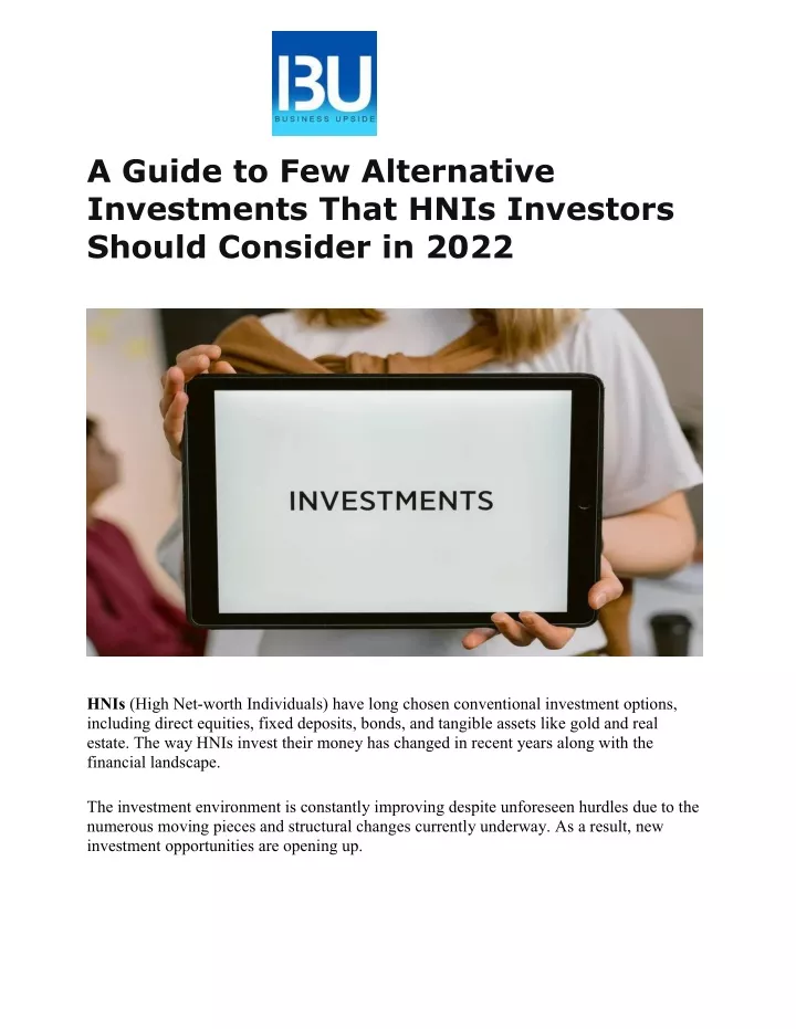 a guide to few alternative investments that hnis