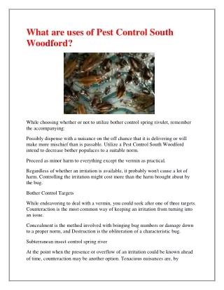 what are uses of pest control south woodford