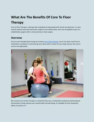 What Are The Benefits Of Core To Floor Therapy