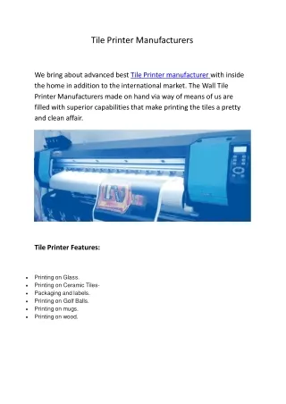 Tile Printer Manufacturers