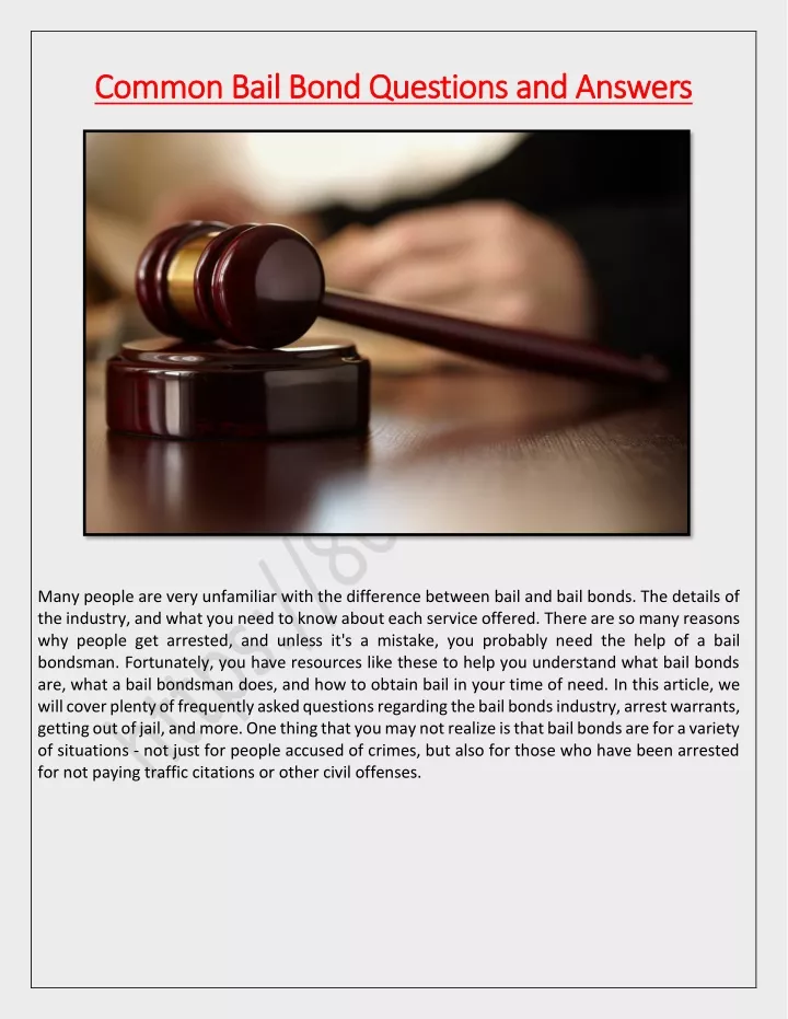 common bail bond questions and answers common