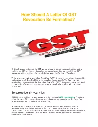 How Should A Letter Of GST Revocation Be Formatted?