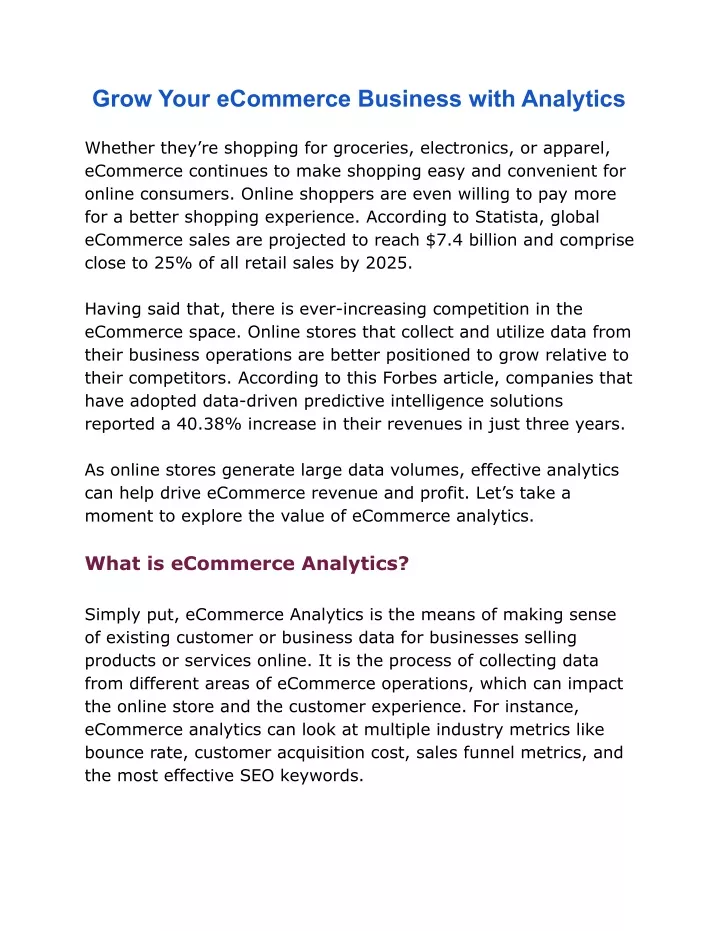 grow your ecommerce business with analytics