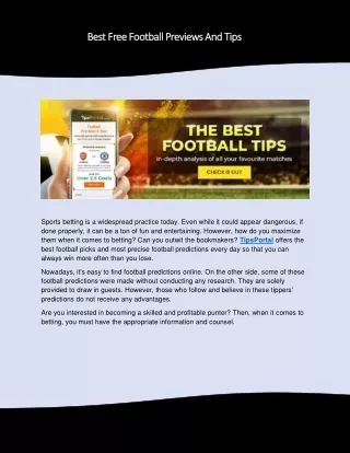 Best Free Football Previews And Tips